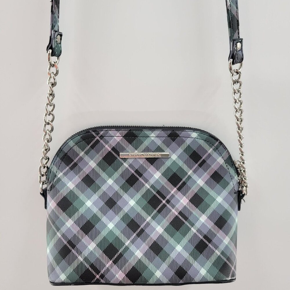 Steve Madden Plaid Crossbody Bag - Black and Gray